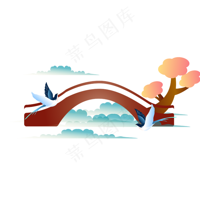 红色的鹊桥,免抠元素(4167*4167px 300 dpi )ai矢量模版下载
