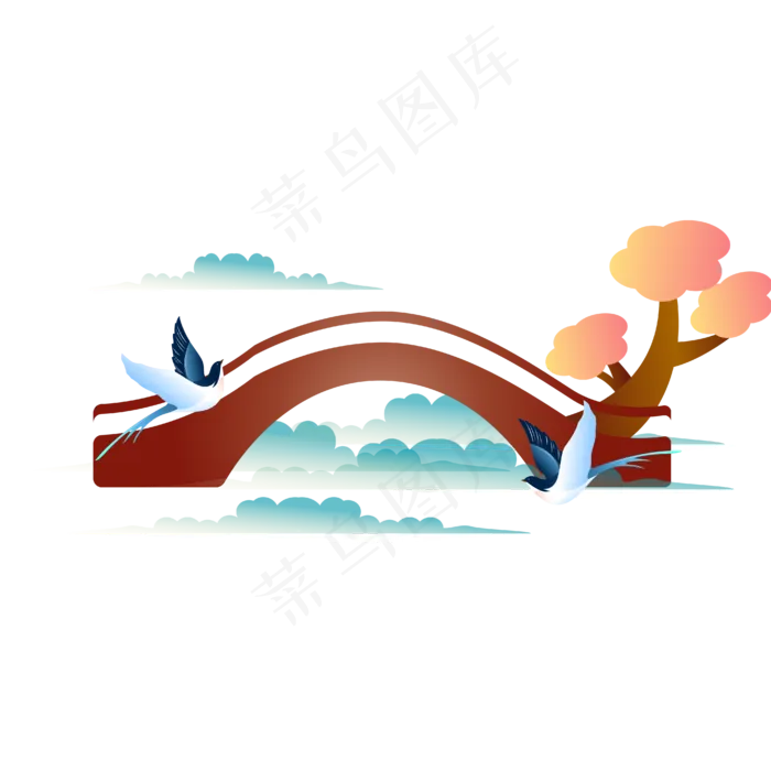 红色的鹊桥,免抠元素(4167*4167px 300 dpi )ai矢量模版下载