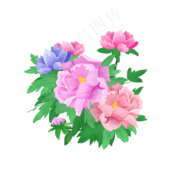 商用手绘花朵国花植物花卉绿色装(2000X2000(DPI:150))psd模版下载