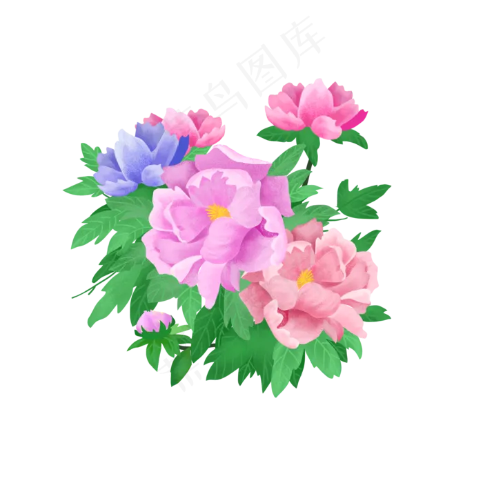 商用手绘花朵国花植物花卉绿色装