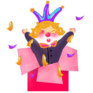 愚人节小丑和礼盒,免抠元素