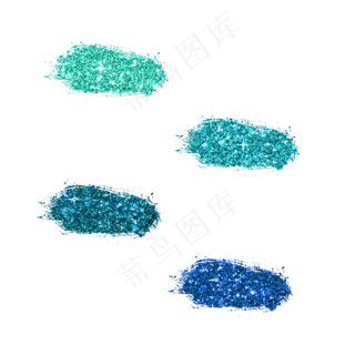 蓝色系金粉笔刷笔触,免抠元素