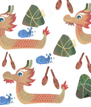 彩色端午底纹印花装饰图