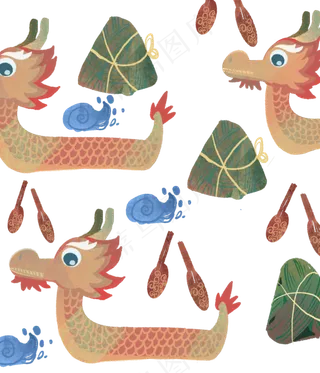 彩色端午底纹印花装饰图