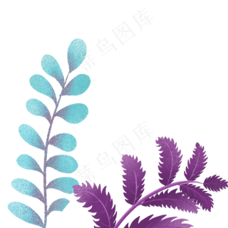 两个卡通的绿色枝叶