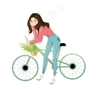 春分骑车的小女孩,免抠元素