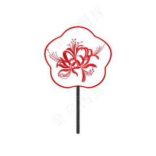 中国风手绘彼岸花团扇可商用元素