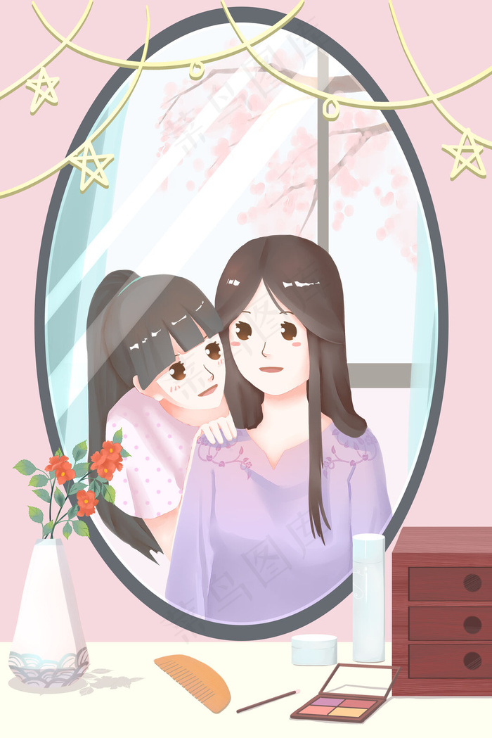 母亲节给妈妈梳头(3545X5315(DPI:299))psd模版下载