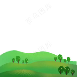 绿色山川草地风景环保宣传png免抠