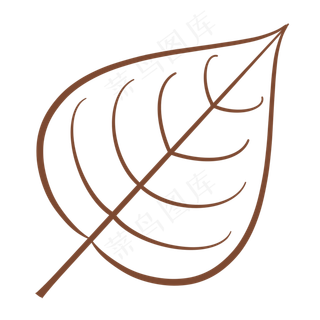 手绘叶子线稿免抠图