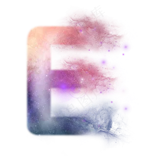 创意星空蓝色红色字母E,免抠元素艺术字