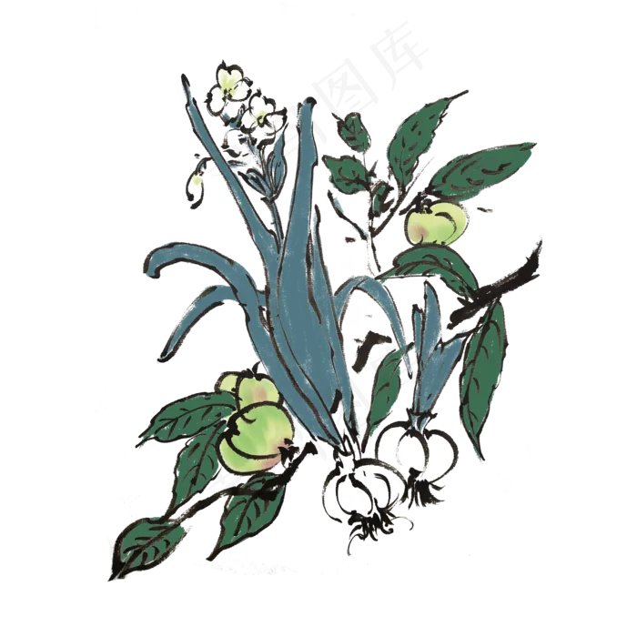 端午节水墨李子手绘(4000X4000(DPI:300))psd模版下载