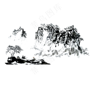 山水水墨国画PNG