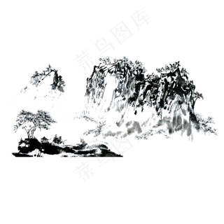 山水水墨国画PNG