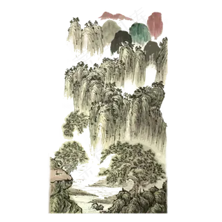 水墨山石远山国画PNG古典嶙峋