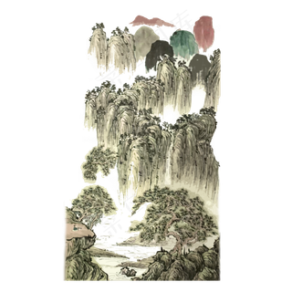 水墨山石远山国画PNG古典嶙峋