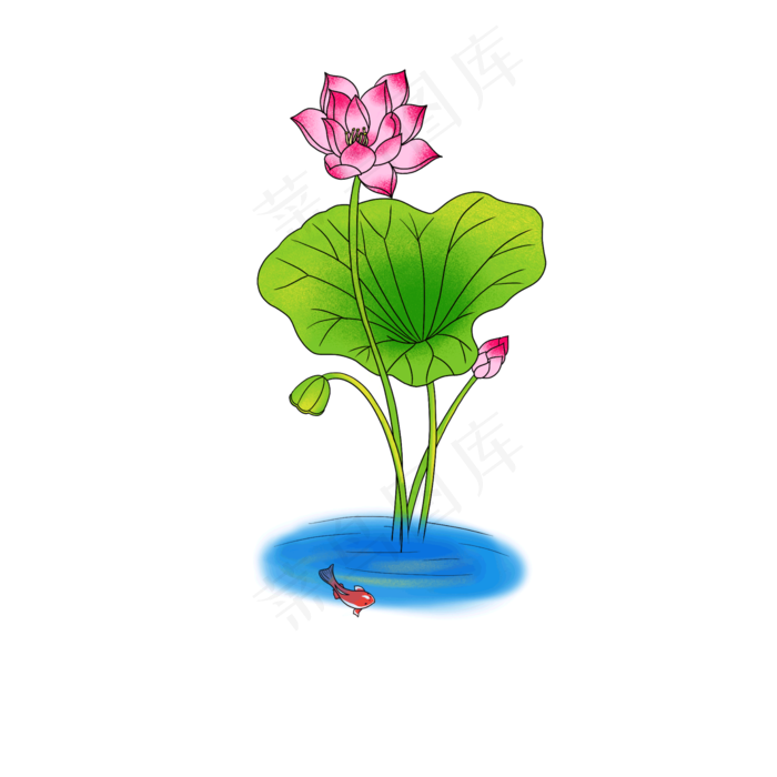 荷花荷叶仿真免扣