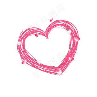 七夕情人节手绘粉嫩爱心,免抠元素