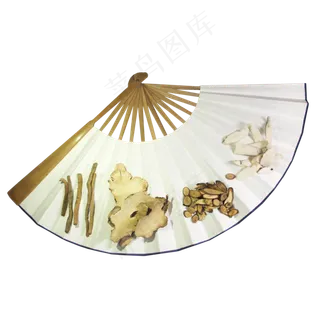 中药药材扇子组合,免抠元素