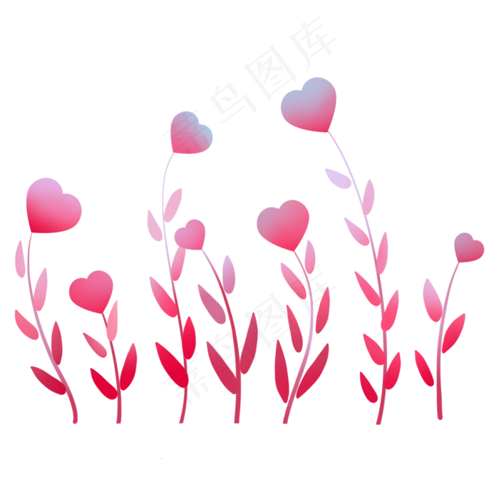 七夕情人节爱心装饰植物(2000X2000(DPI:300))psd模版下载