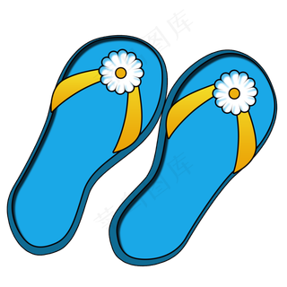 蓝色拖鞋png素材