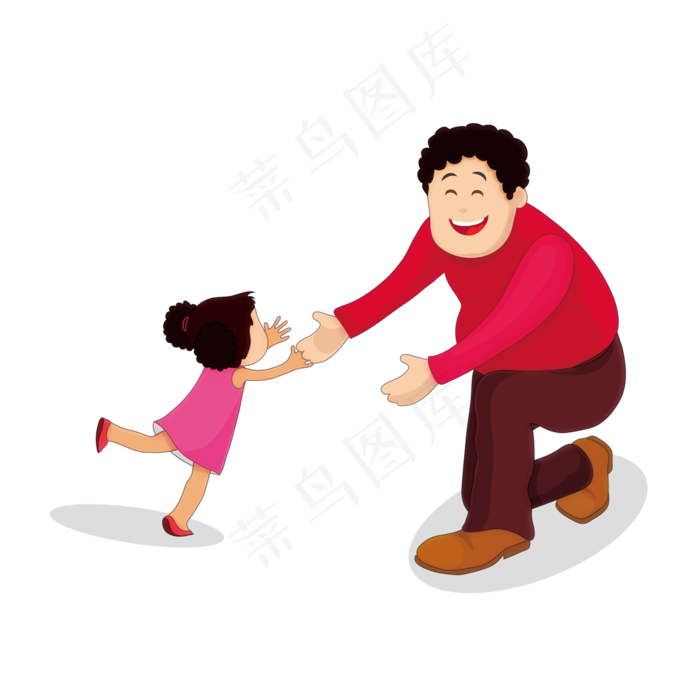 父亲节卡通手绘父女下载