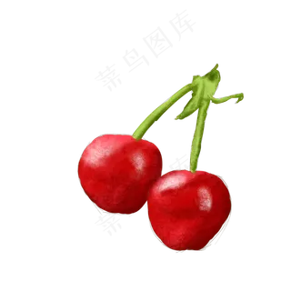 红色新鲜水果果蔬樱桃手绘免扣素