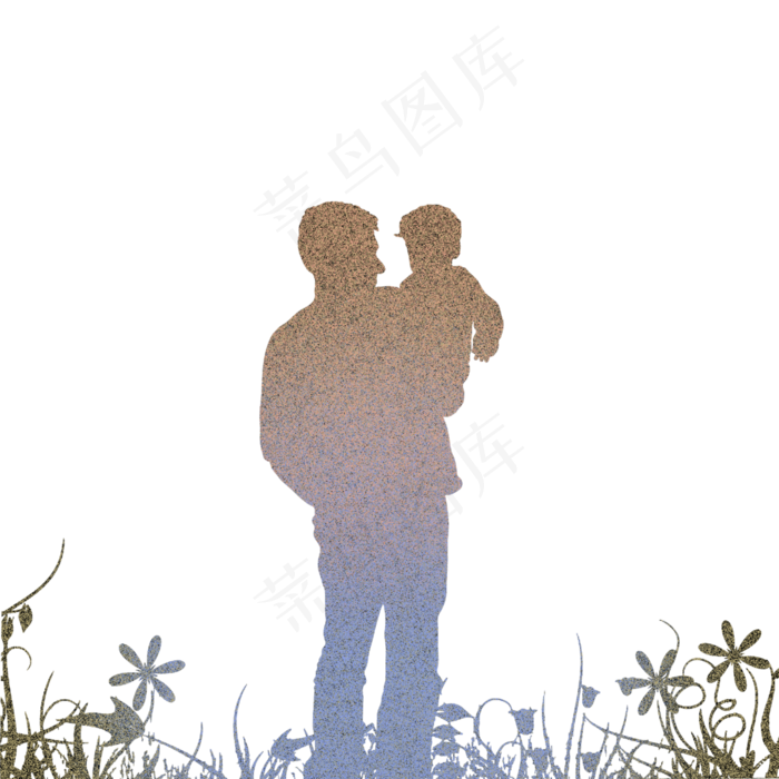 父亲节噪点渐变成长剪影