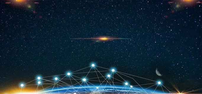 蓝色星空地球菱形光线banner