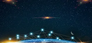 蓝色星空地球菱形光线banner