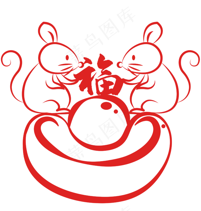 2020新年鼠年剪纸,免抠元素(2846X3000(DPI:300))psd模版下载