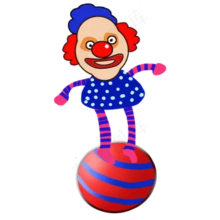 圆球上表演的小丑