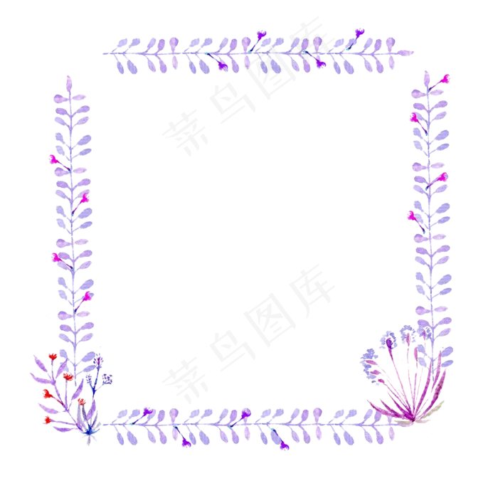 紫色水彩唯美花框(2400X2400(DPI:300))psd模版下载