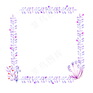 紫色水彩唯美花框