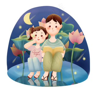 坐在荷塘的孩子