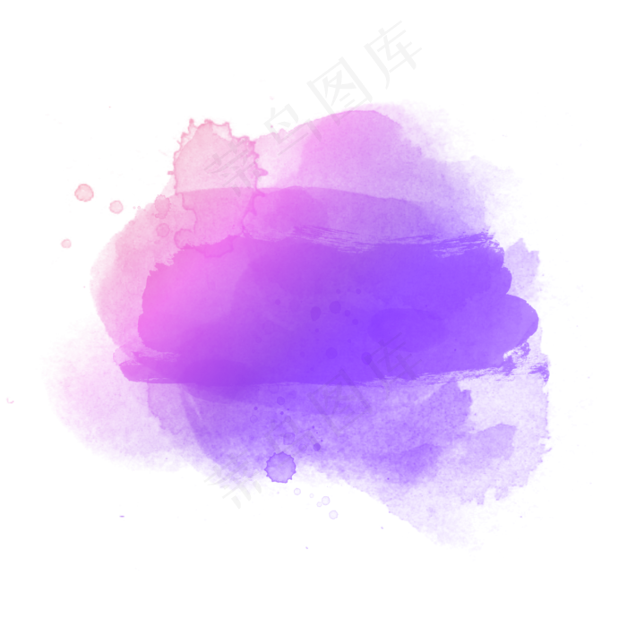 紫色水彩墨迹插画