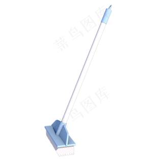 蓝色长柄硬毛扫把
