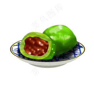 卡通清明青团免扣