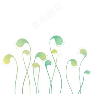 绿色叶子手绘卡通植物花草,免抠元素