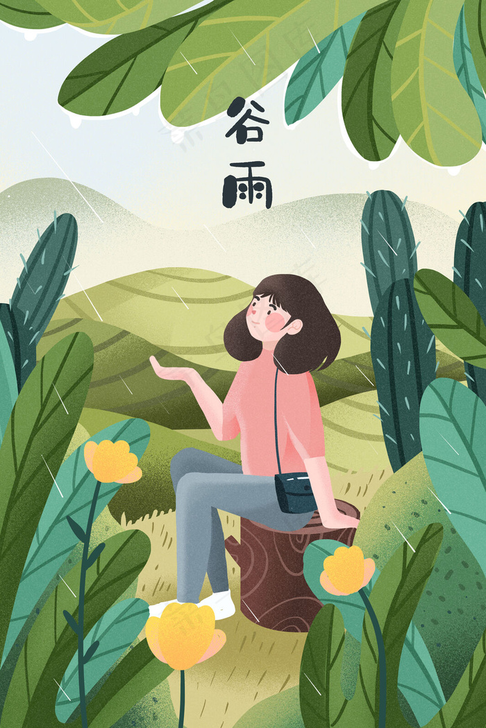 谷雨时节下雨的郊外(3545X5315(DPI:300))psd模版下载