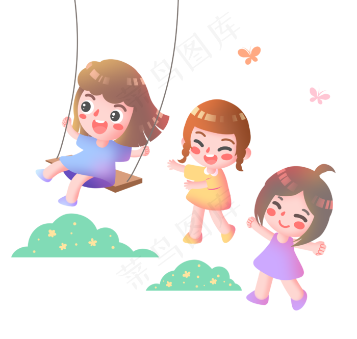 荡秋千小女孩