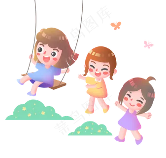 荡秋千小女孩
