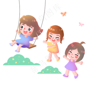 荡秋千小女孩