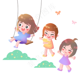 荡秋千小女孩