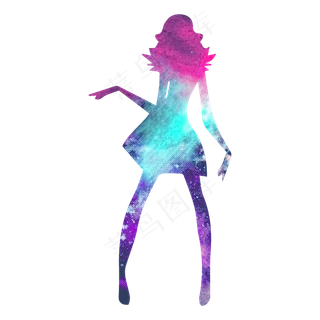 彩色矢量女神节女人剪影,免抠元素