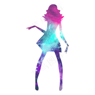 彩色矢量女神节女人剪影,免抠元素