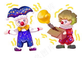 愚人节玩恶搞玩具的小丑,免抠元素