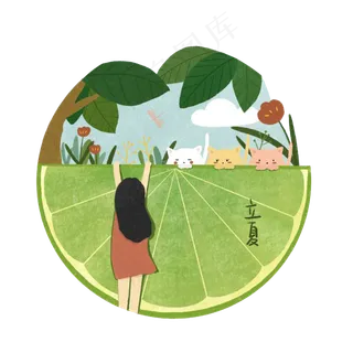 二十四节气立夏猫咪少女PNG农历夏,免抠元素