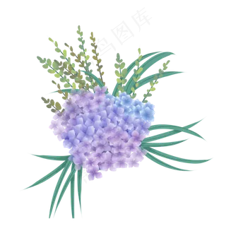 小清新水彩蓝色花束