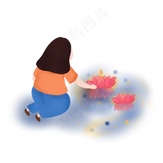 中元节放花灯设计素材